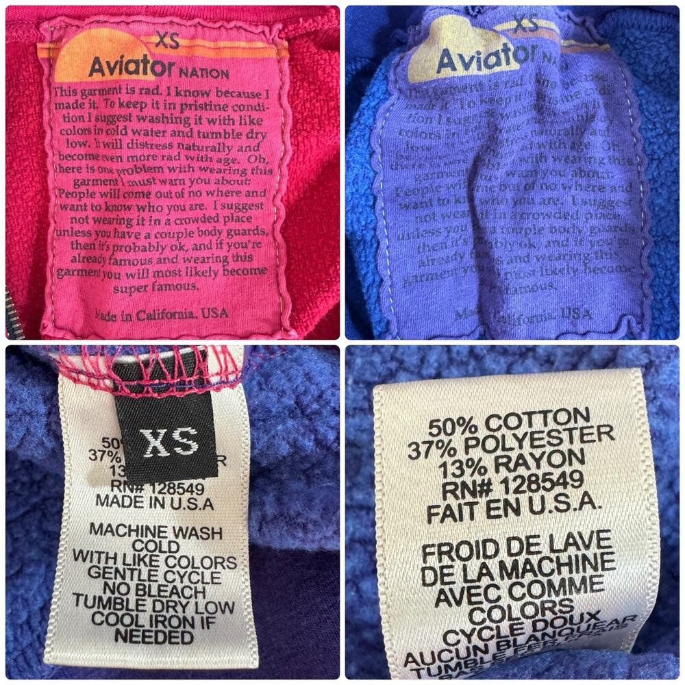 AVIATOR NATION Glider Colorblock Set Hot Pink Purple Joggers Zip Hoodie XS RARE - Picture 11 of 11